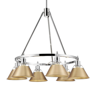 Felda 6 - Light Steel Dimmable Cone Chandelier