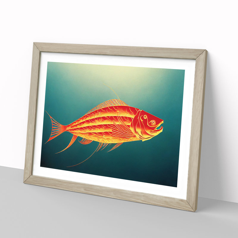 Tranquil Fish Abstract - Framed Print, 25cm H x 34cm W x 2cm D, Oak Framed