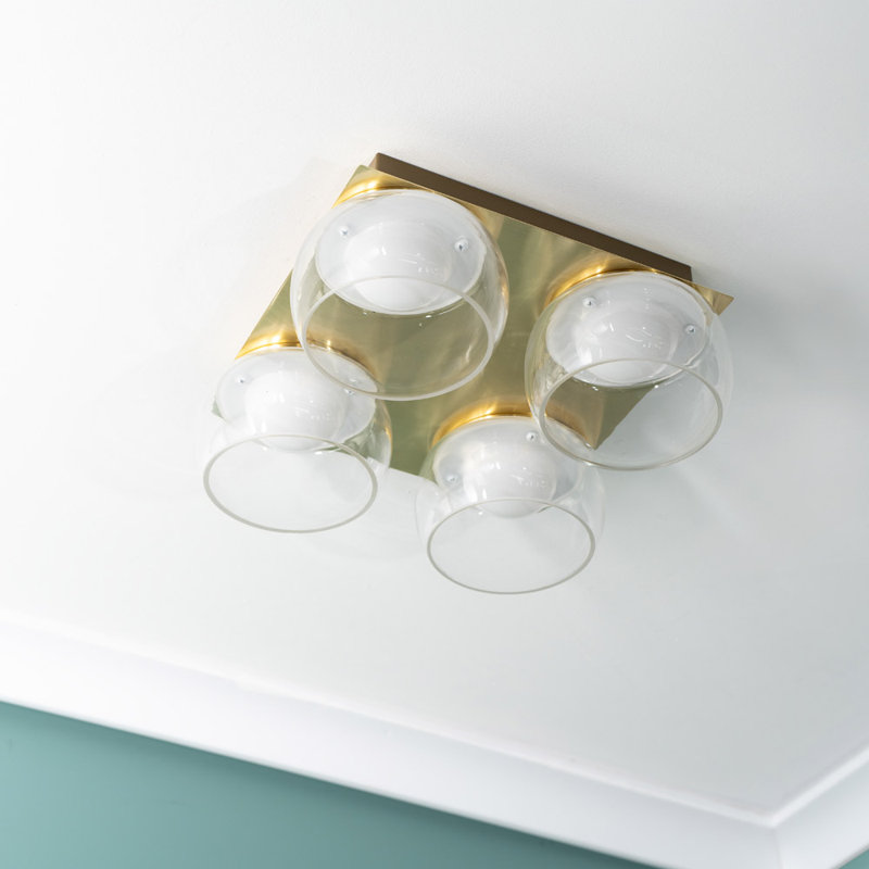 Adelyna Glass LED Flush Mount, Gold, Clear