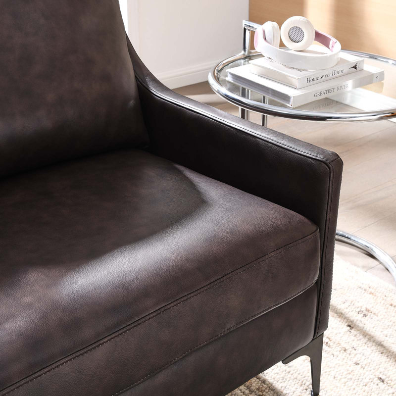 Corland Leather Loveseat, Brown Genuine Leather