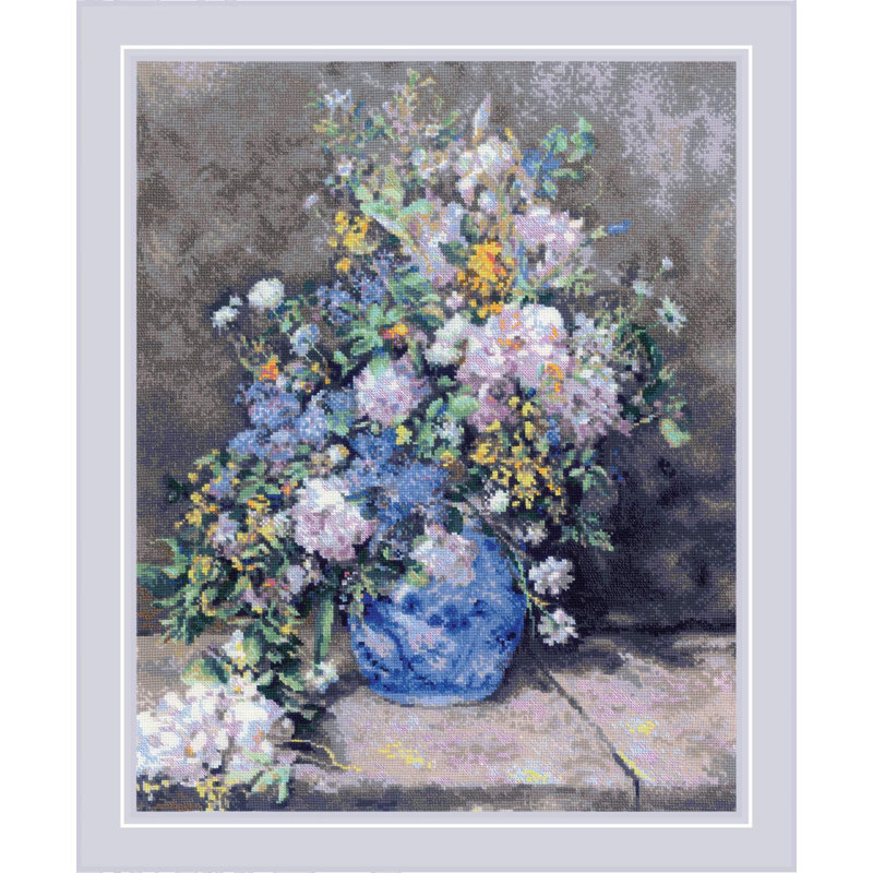  Kit de point de croix compté, bouquet de printemps d'après la peinture de R. A. Renoir