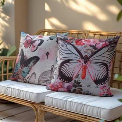 Ensemble de 4 housses de coussins décoratifs à motif de papillons pour Noël Décoration intérieure et cadeau