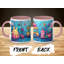 Kids Drawing Style 11oz Accent Mugs – Ceramic Coffee Cup with a Pink Handle and Interior