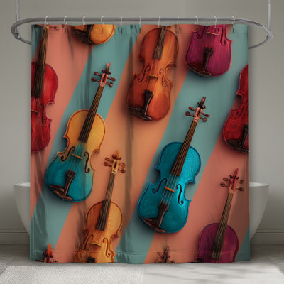 Rideau de douche Violins - Musique salle de bain éclectique