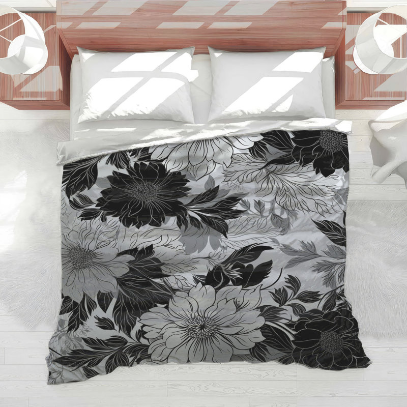 Édredon monochrome à motif floral, Simple extra long