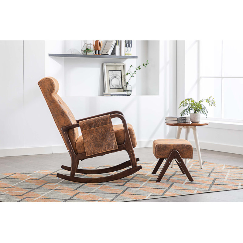Chaise berçante Solid + PlyWood, Tissu de polyester café