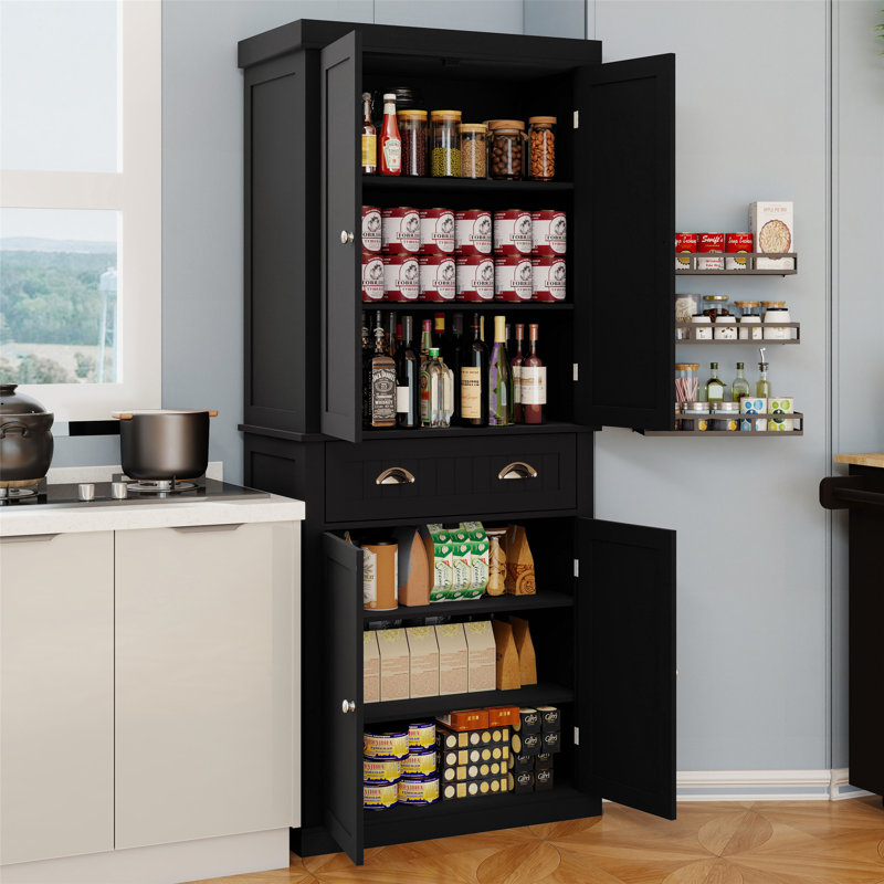 Versatile Kitchen Pantry Storage Cabinet with Adjustable Shelves and Drawer for Organized Living