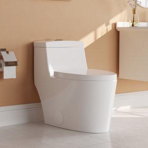 DeerValley Prism Dual-Flush Elongated One-Piece Toilet with Glazed Surface Lower Water Tank for Space Saving (Seat Included)