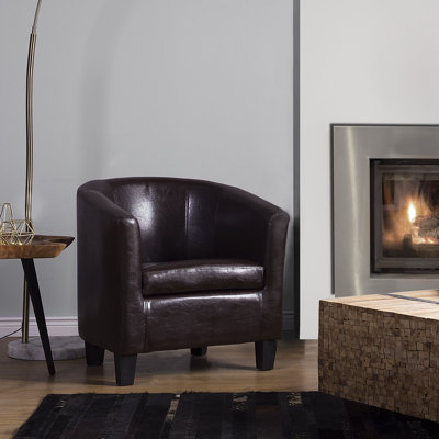 Boles Faux Leather Barrel Chair
