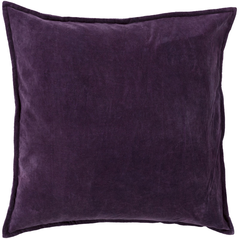 Coussin décoratif en velours de coton Edgar Square, Mauve foncé, Polyester/ bourre en polyester, H 18 po x l 18 po