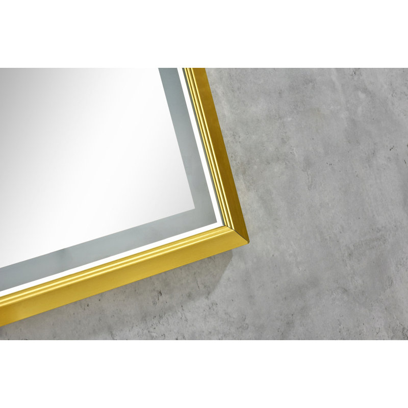 Miroir rectangulaire de salle de bain mural à DEL, Doré, 42 po x 24 po