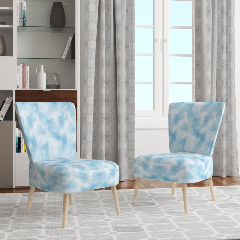 Chaise rembourrée Coastal - Blue Fog, Chaise d'appoint sans accoudoirs