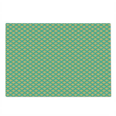 Ambesonne Retro Cutting Board Large Floral Tile Art Motifs Sea Green Yellow Beige
