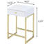Table d'appoint contemporaine blanche et dorée 1, rectangulaire pour salle de remise en forme, système de tiroir coulissant lisse