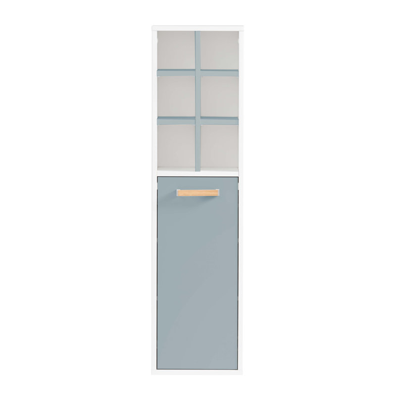 Wall Bathroom Cabinet and Linen Cabinet, White/Pigeon Blue