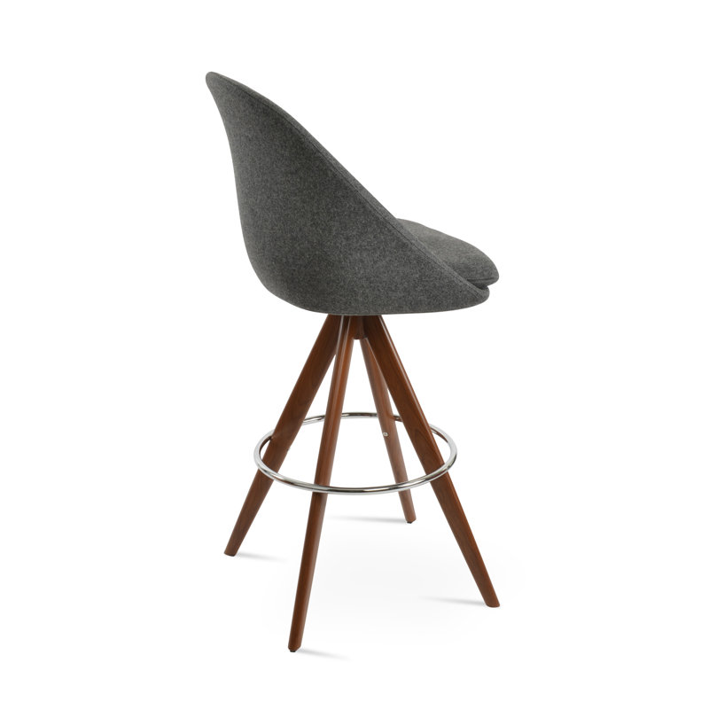 Tabouret pivotant Avanos Pyramid, Tabouret de bar (hauteur du siège 28 po), Gris foncé, Noyer