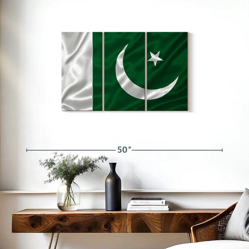 Drapeau pakistanais soyeux, H 20 po x l 33 po