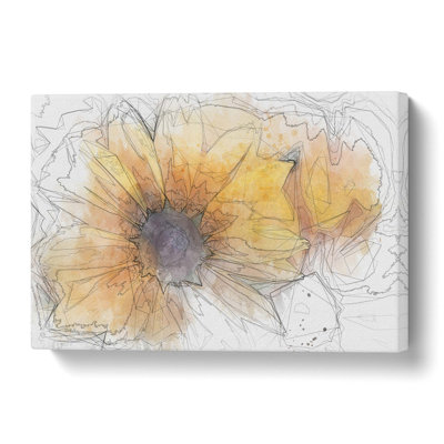Yellow Coneflowers in Abstract - Wrapped Canvas