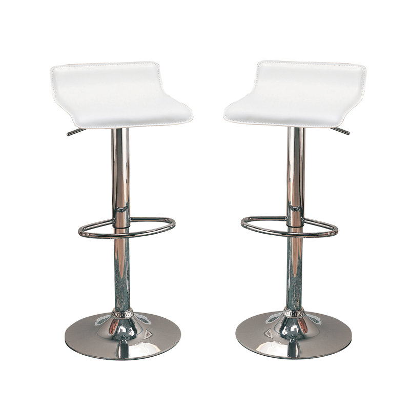 Ensemble de 2 tabourets de bar réglables blancs et chromés Hailey