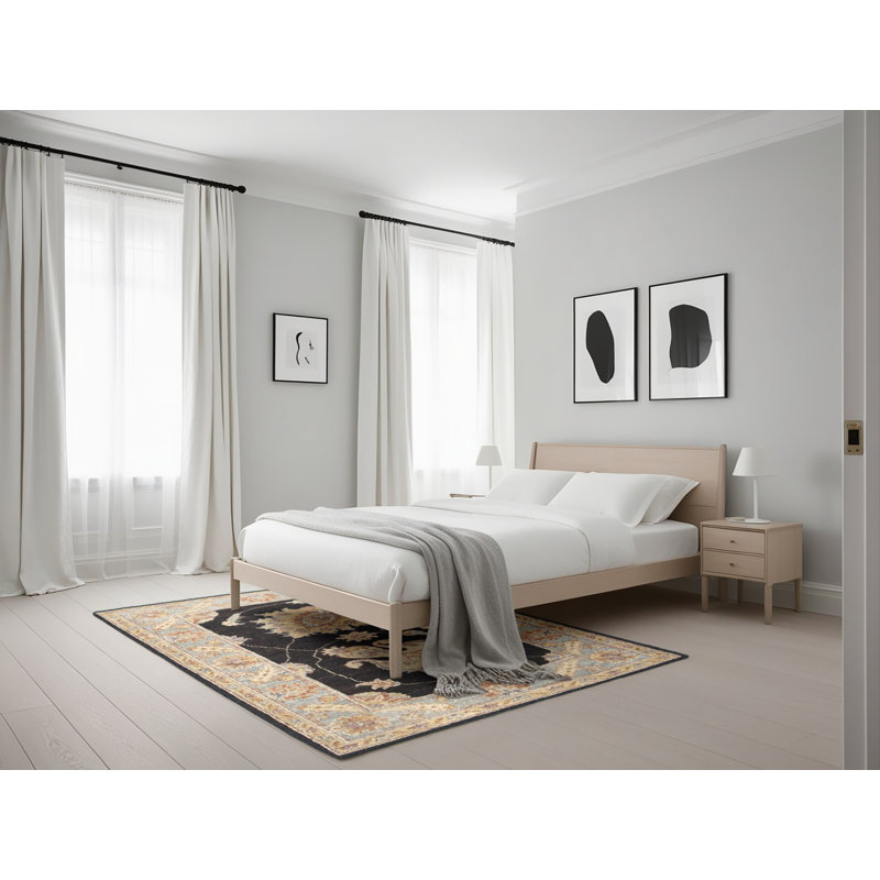 Tapis décoratif beige oriental Durgin, Rectangle 5 pi x 7 pi