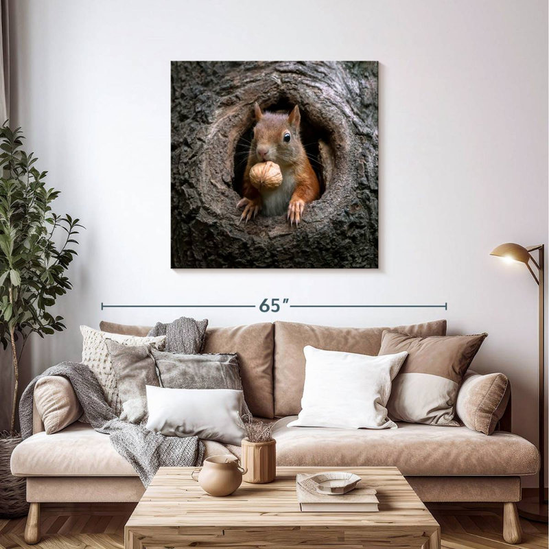 Crowle Squirrel dans un trou d'arbre, H 39 po x l 39 po