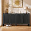Buffet Archway 63 po à 4 portes en placage de bois massif avec design arqué et étagères réglables, grand buffet/crédence pour salon, cuisine ou entrée (noir)-1835013025