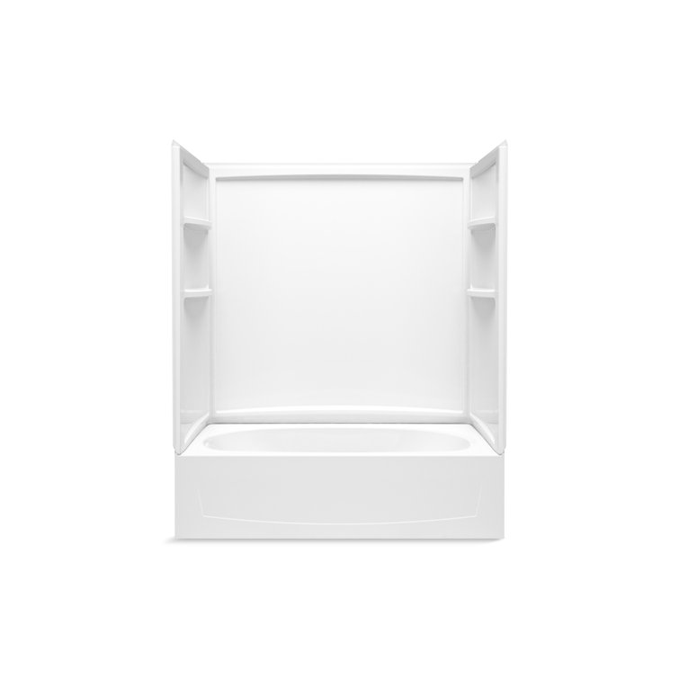 Performa 2 60 In. X 29 In. Vikrell Bath/Shower With Aging In Place Backerboards With Left Drain