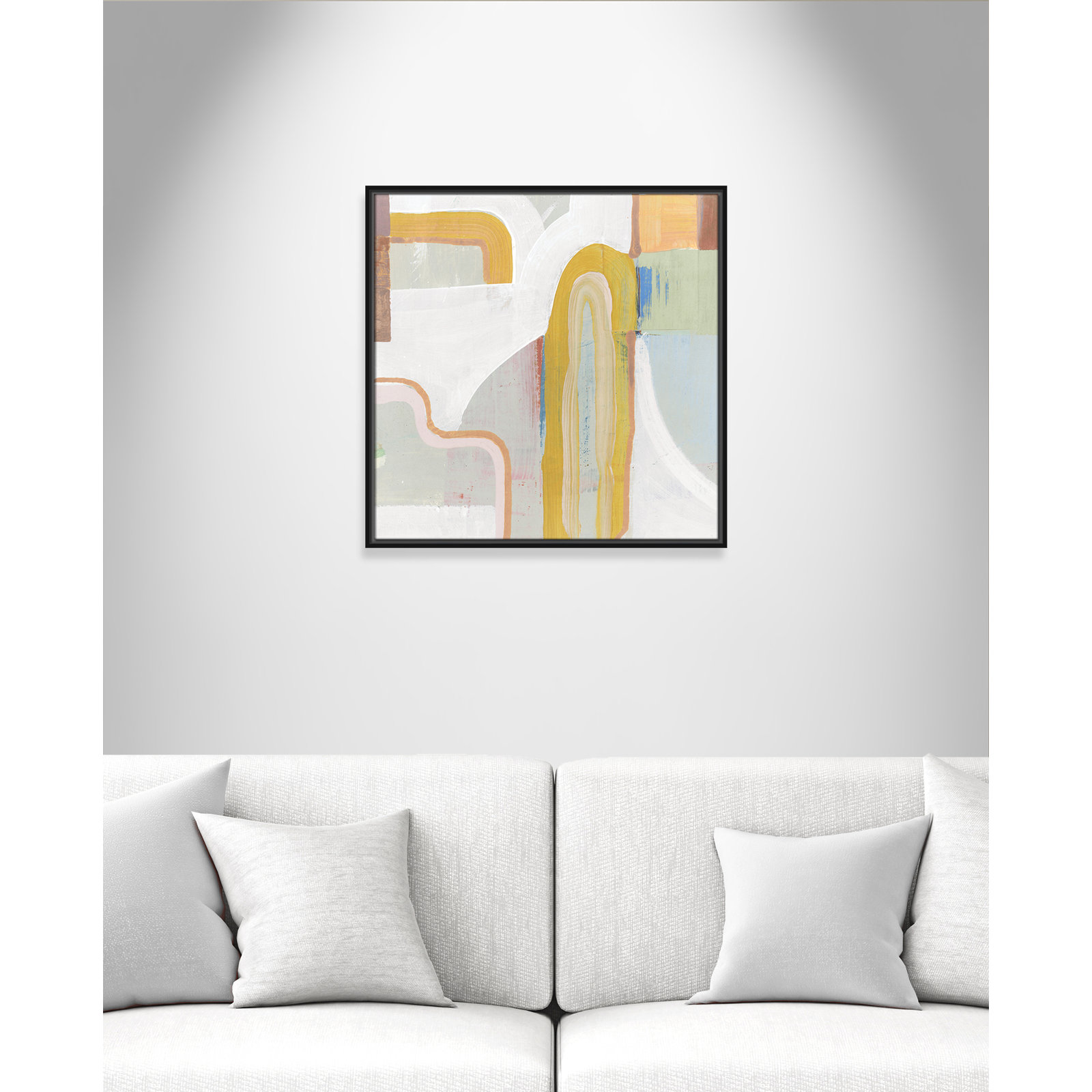 Together Again II by Cartissi - Floater Frame Painting on Canvas, Black , 25.5" H x 25.5" W x 2" D