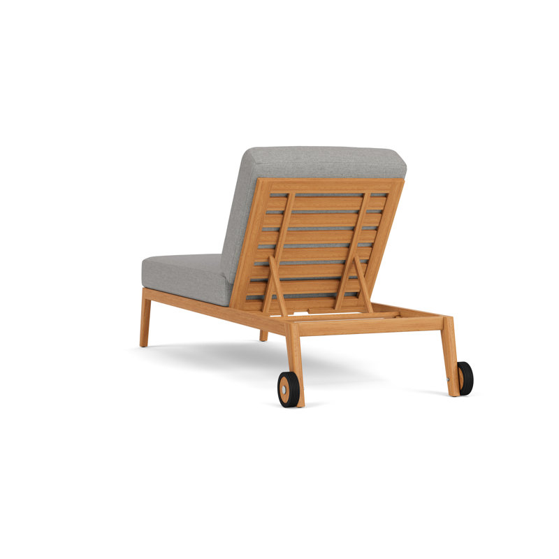 Alpine Outdoor Teak Chaise Lounge, Demo Stone