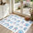 Blue Drawn Red Beach Seaside British Cute Sea White Wooden Architecture Machine Washable Indoor Area Rug-1474950278