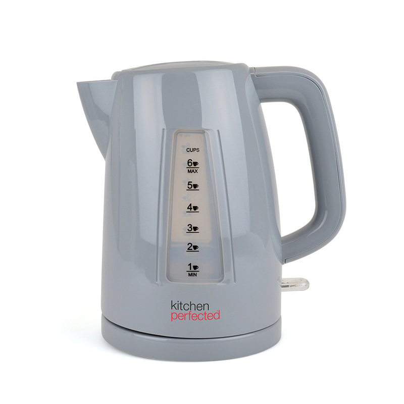 Kitchen Perfected 1.7L Plastic Electric Tea Kettle, Grey