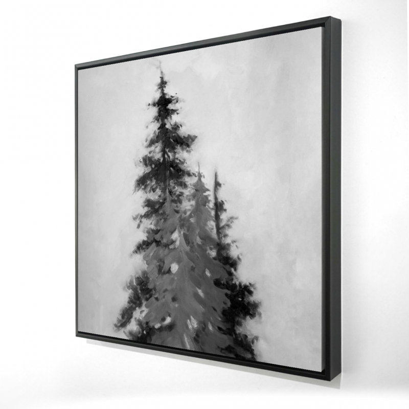 Silhouette d'arbres noirs et gris - Art sur toile encadrée