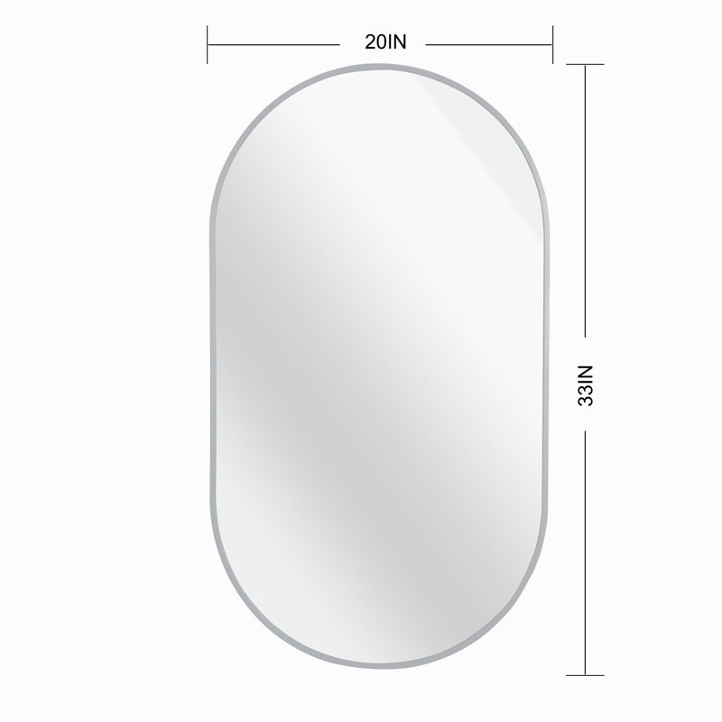 Miroir ovale 20 po x 33 po, Argent