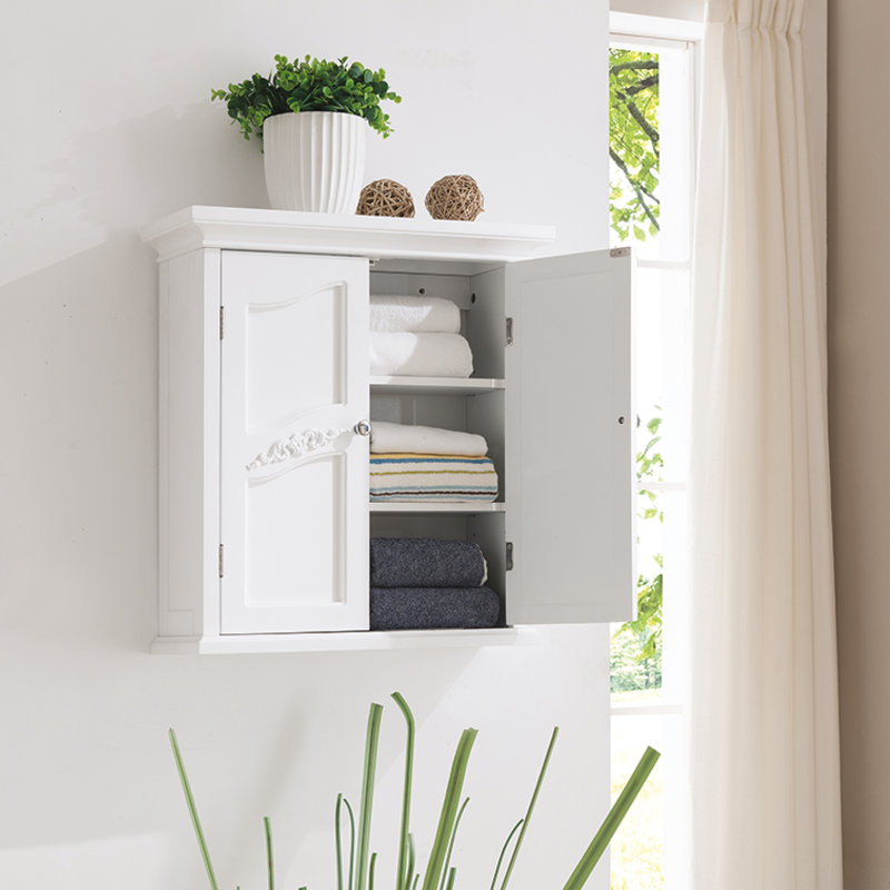 Versailles 2-Door Removable Wall Cabinet with Adjustable Shelves, White