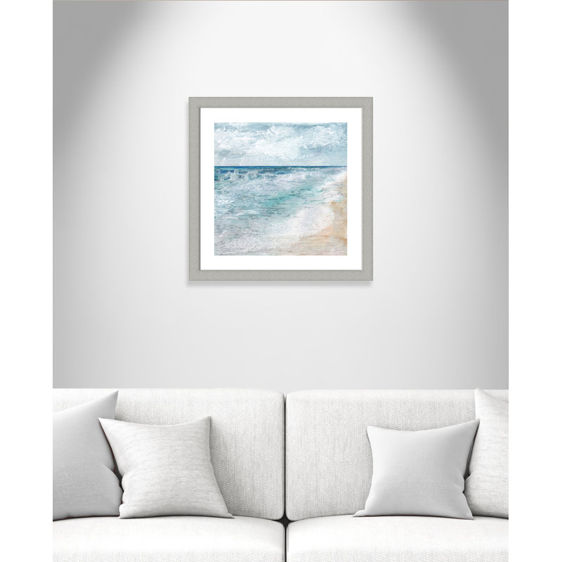 Balade au bord de l'eau - Peinture encadrée, Argent brossé, H 25 po x l 25 po x P 1,25 po