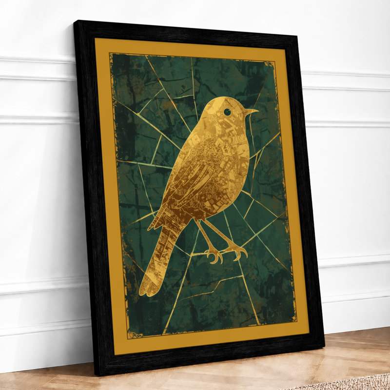 Geometric Bird Study Japandi - Print, Black, A4 - 29.7 x 21.0 cm