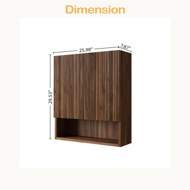Armoire de salle de bain 25,98 "à rayures murale avec portes, tablette et compartiment de rangement ouvert au-dessus de la toilette