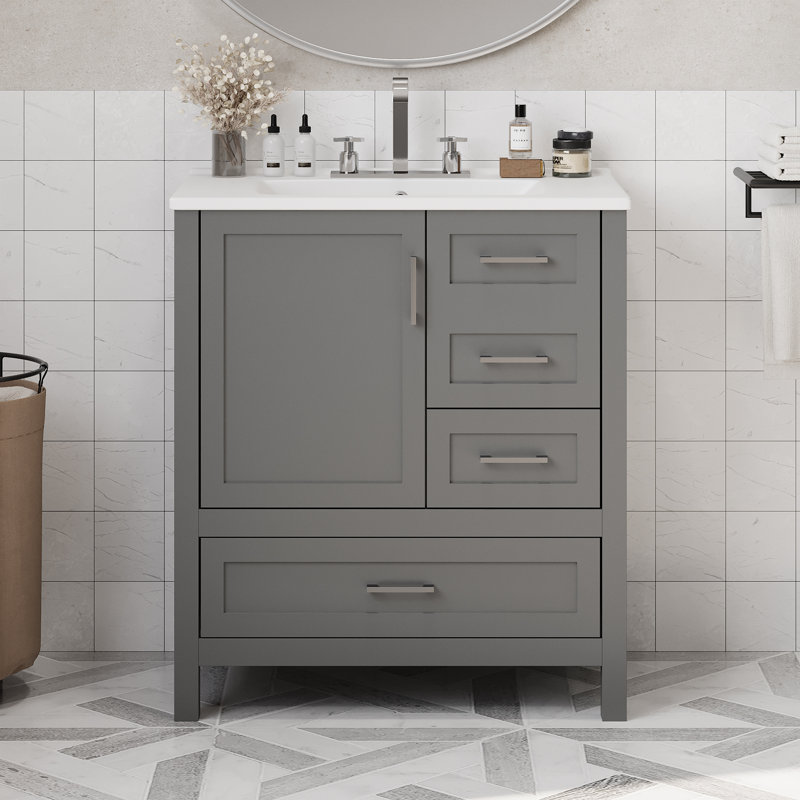 Meuble-lavabo 30 po avec lavabo, Gris