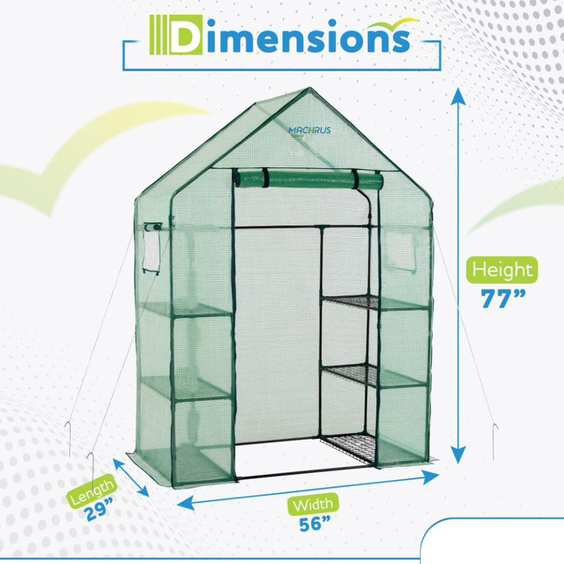Green 77" Tall Portable Walk-In Greenhouse with Shelves