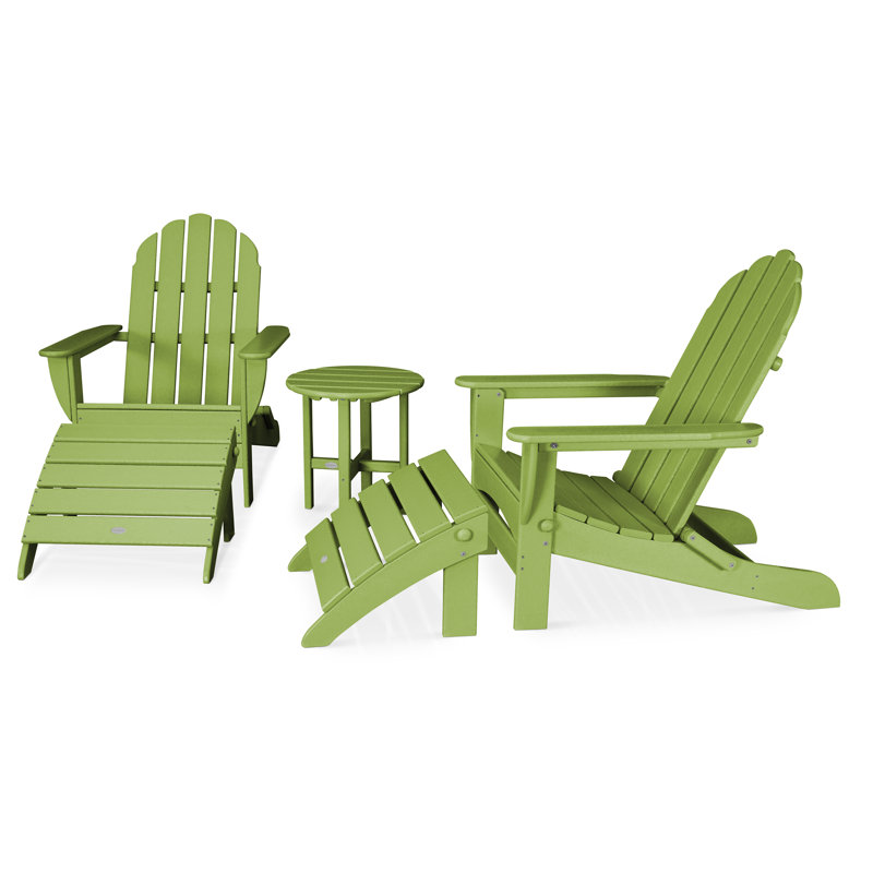 POLYWOOD Classic Oversized Adirondack 5-Piece Casual Set, Lime