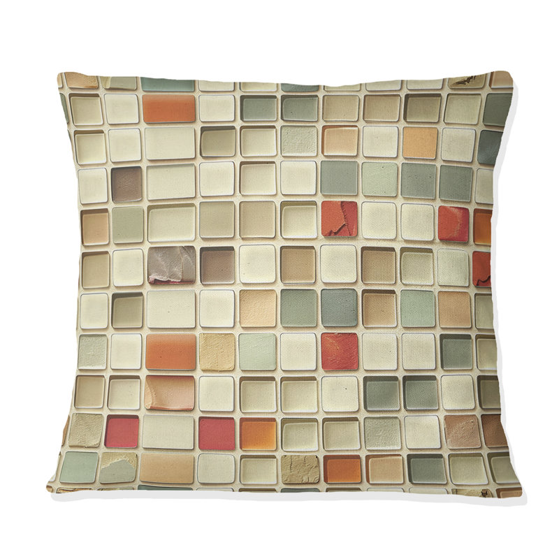 Carreau de mosaïque beige moderne - Coussin décoratif moderne, H 18 po x l 18 po