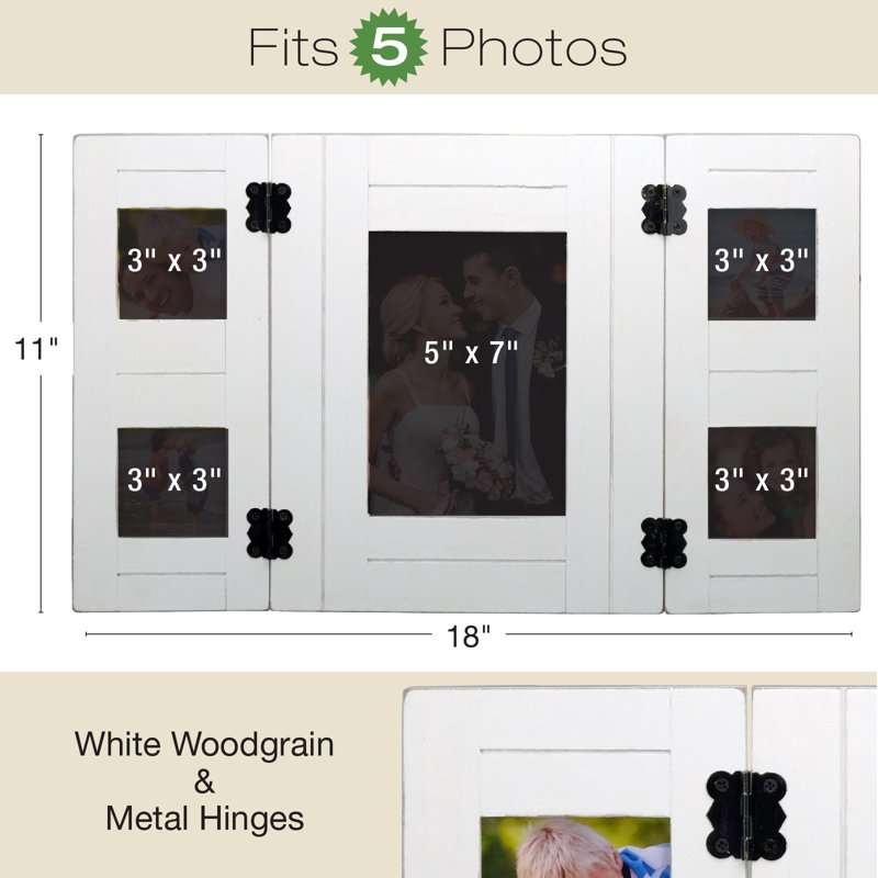 White Wood Beveled Picture Frame with Mat