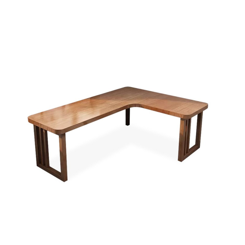 Bureaux rectangulaires en bois massif brun clair, H 29,53 po x l 70,87 po x P 55,12 po, Right Hand Return