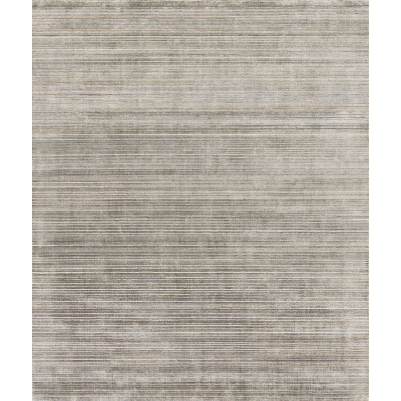 Bellamy Handmade Gray Stripe Wool-Viscose Blend Area Rug - 7'9" x 9'9"