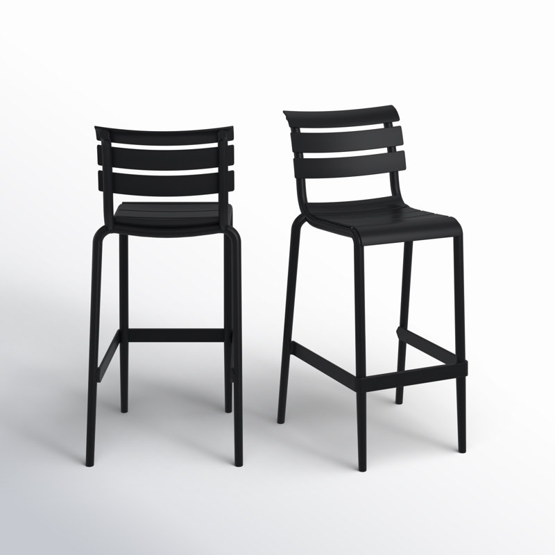 Tabouret de comptoir d'extérieur Ruta, 29.50", Noir