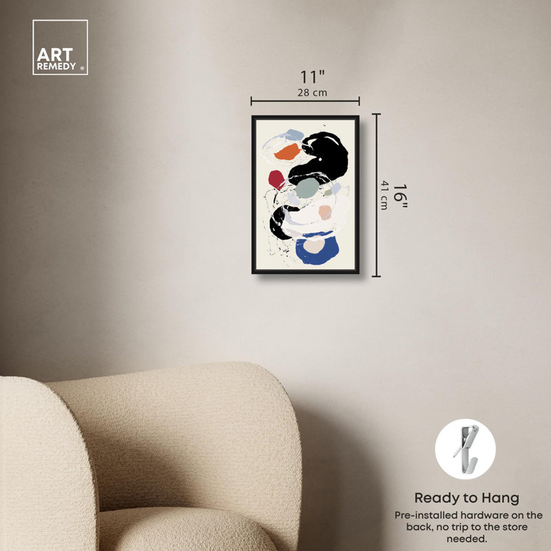 Art mural moderne sur toile Dalio II , Cadre flottant noir, H 16 po x l 11 po
