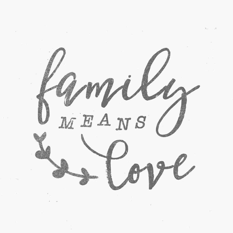 Famille signifie amour gris, H 30 po x l 30 po