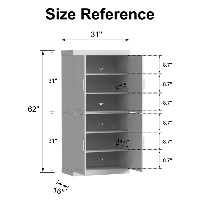 Armoire de rangement avec tablettes réglables Nashaya, Bois naturel, 2 PCs-31"H+31"H