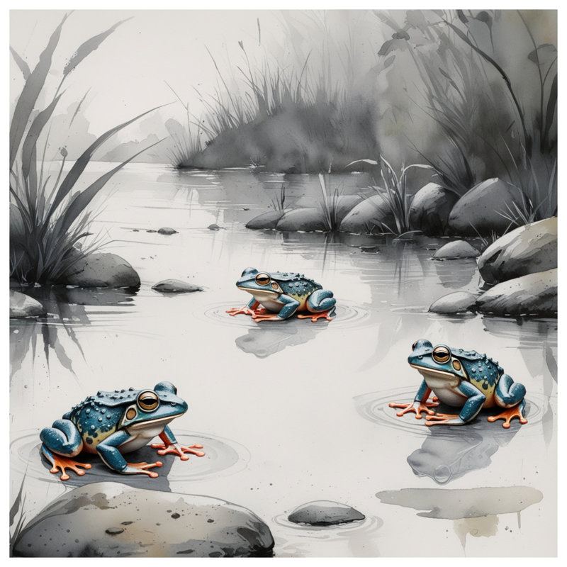 Coussins décoratifs Blue Frogs In Pond, 18 x 18 pouces