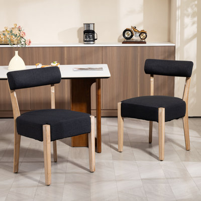 Linen Upholstered Solid Wood Side Dining Chairs